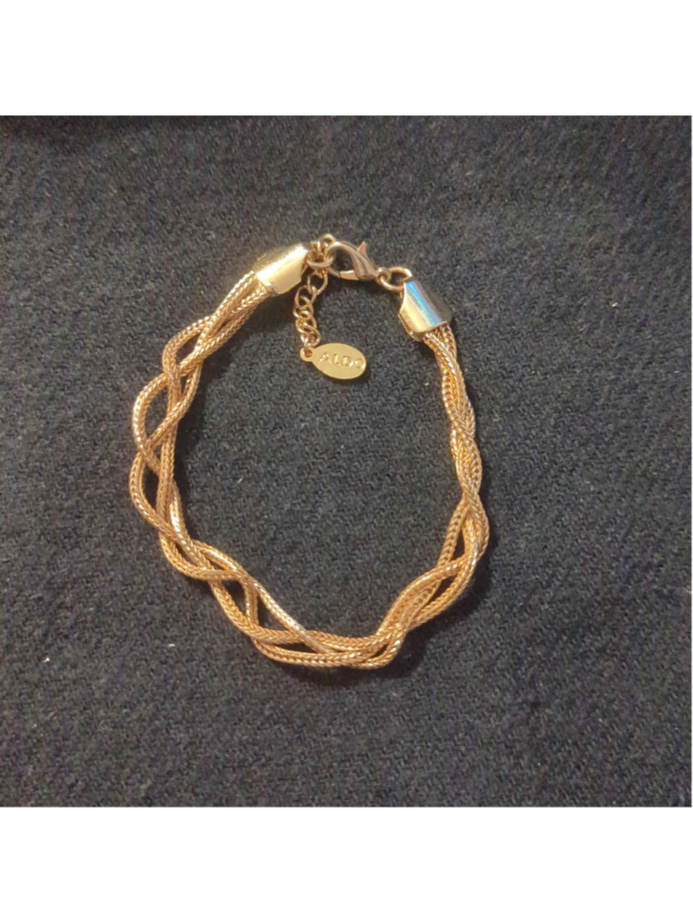 Aldo Gold Tone Braided Chain Statement Bracelet